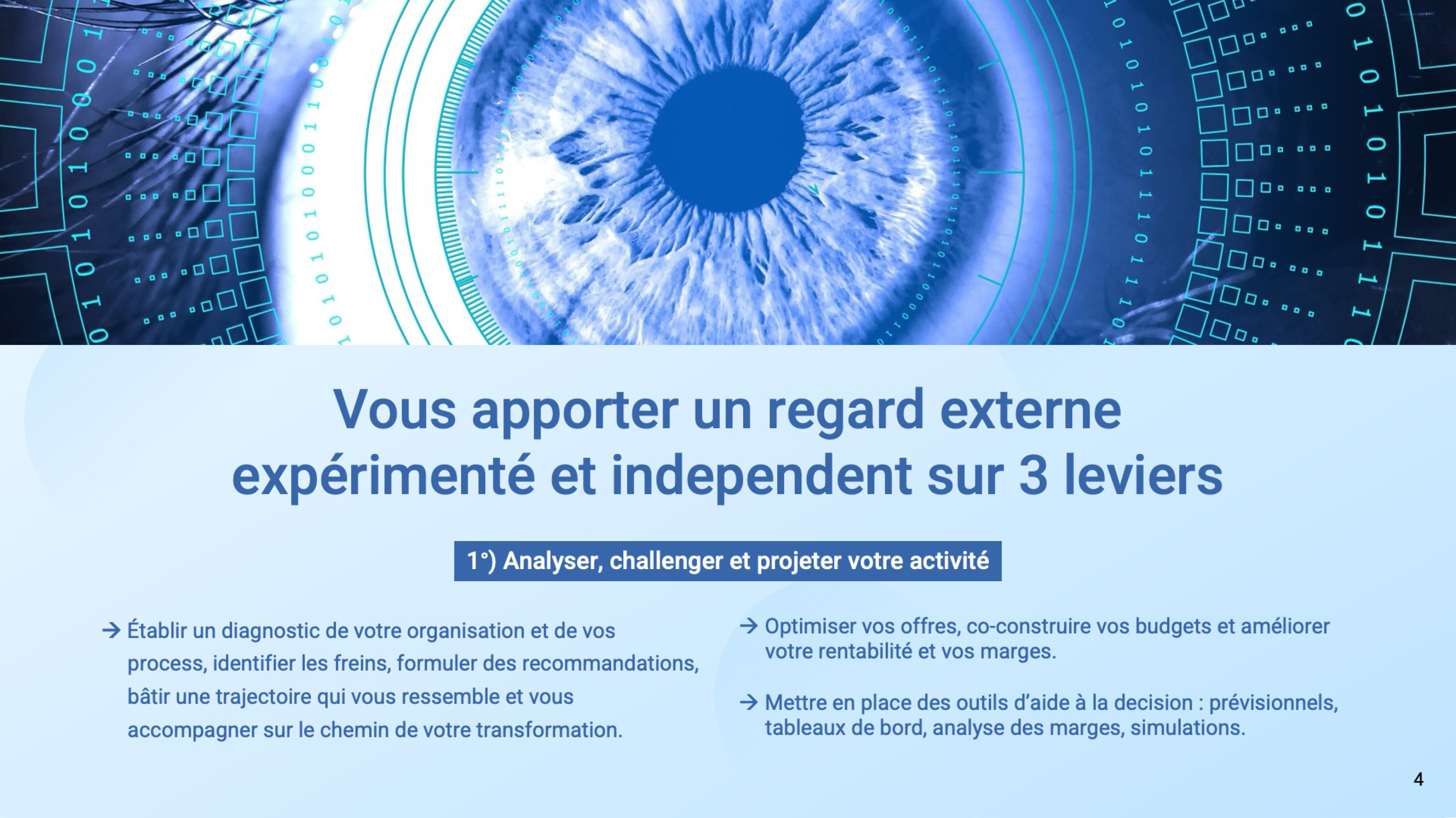 Slide œil du powerpoint 3PM Conseil réalisé par Plate ou Gazeuse