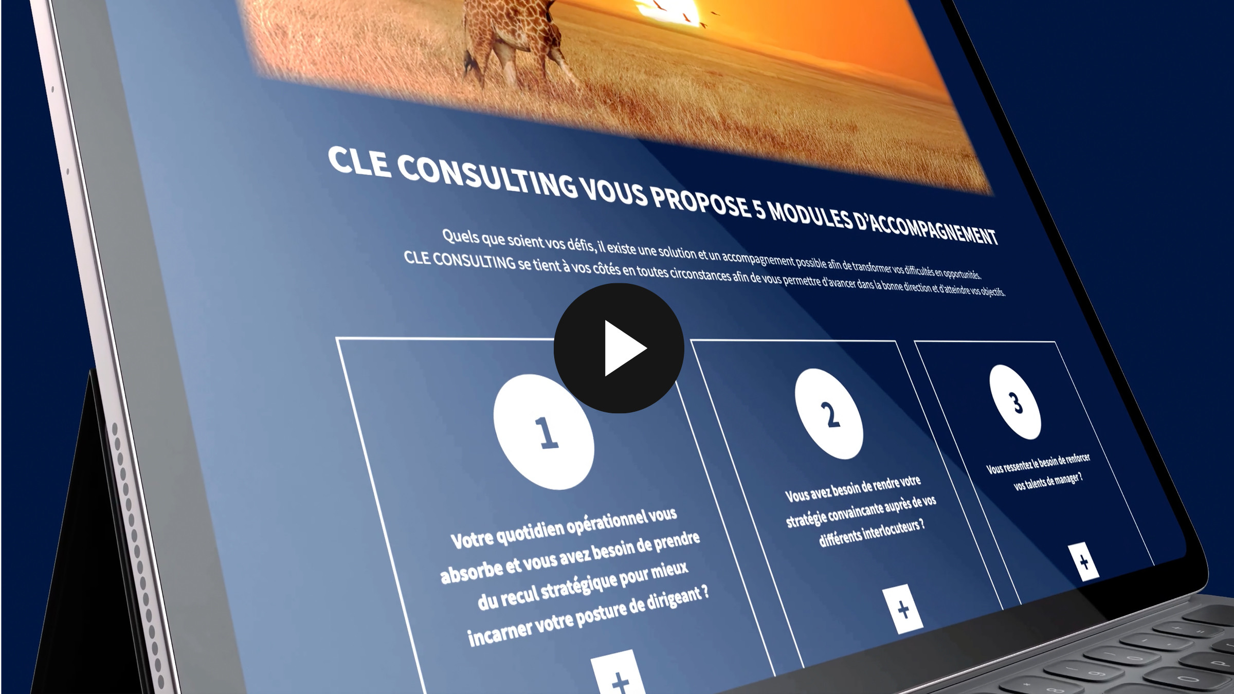 Image d epr&eacute;visualisation du motion design con&ccedil;u par Plate ou Gazeuse pour annoncer le nouveau site internet de Cle Consulting