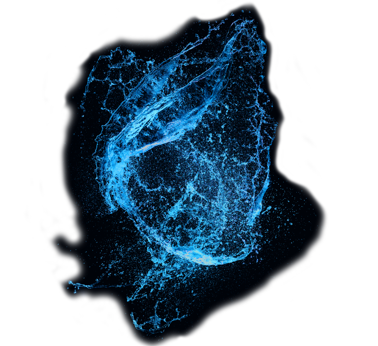 Visuel d'un splash en hauteur de couleur bleue