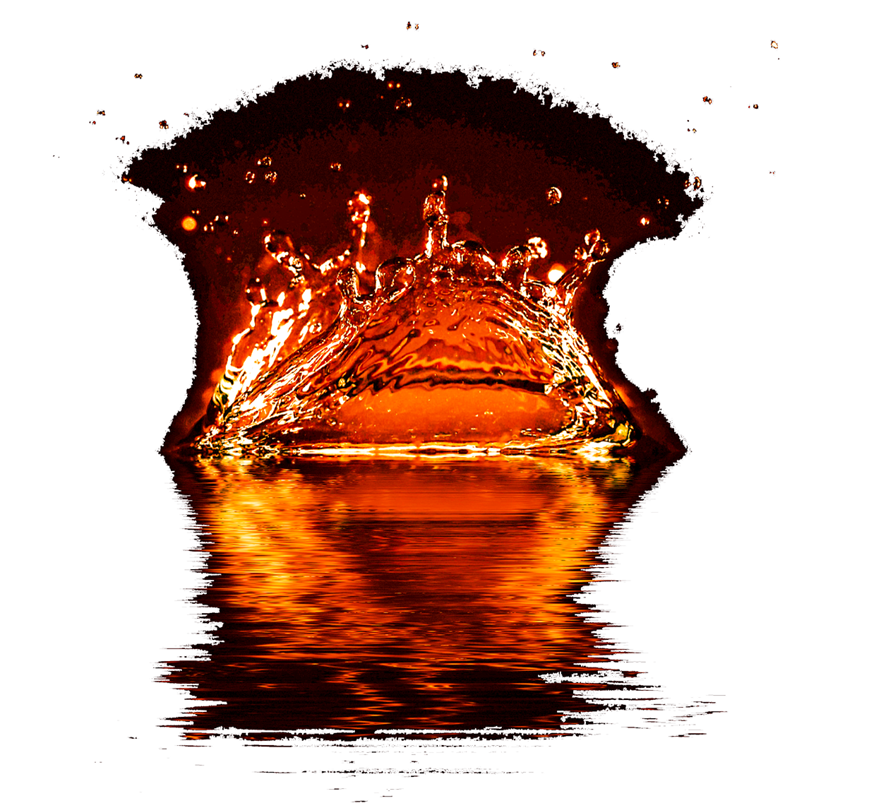 Visuel de splash de couleur orange avec des reflets